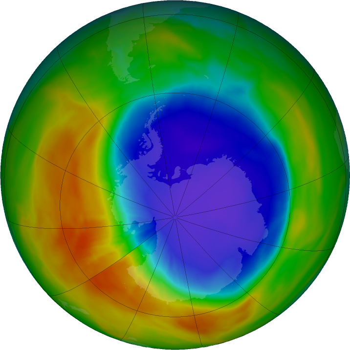 Antarctic ozone map for 06 October 2017